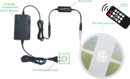 ETL Listed 24V DC 50ft/15m COB LED Strip Lights 3000K/4000K/6500K Dimmable with RF Remote Control for Bedroom Cabinet Kitchen Living Room(Power Supply Included)