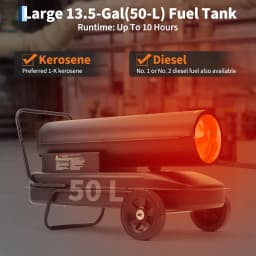 175000 BTU Diesel Forced Air Heater With Thermostat, 13.5 Gal Portable Fan Heater For Warehouse Garage Barn Construction