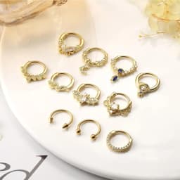 11PCS 16G Septum Rings Hypoallergenic Black /Silver/Gold Plated Clicker Septum Jewelry Cute Moon Snake Butterfly Bat Septum Rings Nose Daith Piercing Jewelry for Women Men