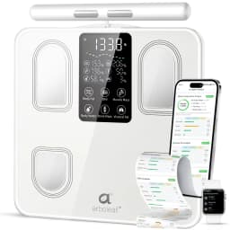 Arboleaf 8-Electrode Smart Body Fat Scale with Handle, Full Body Composition Analyzer, 50+ Body Metrics, Segmental Analysis, 7-in-1 LED Display, APP Sync
