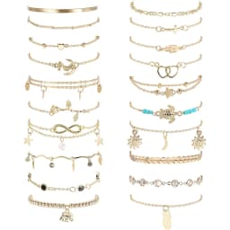 20Pcs Ankle Bracelets for Women Waterproof Summer Beach Anklets Boho Cute Charm Anklets Layered Stackable Womens Anklet Bracelets Set Non Tarnish Foot Jewelr