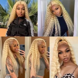 613 Deep Wave Human Hair Bundles Brazilian Raw Hair Bundles 1/3/4 PCS Soft Weave Hair Blonde Bundles 100% Human Hair Extensions For Black Women