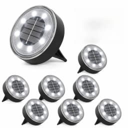 Outdoor Solar Ground Lights 8 Pack, White LED Disk Lights for Garden Path Lawn Yard Patio Driveway, Christmas Gift