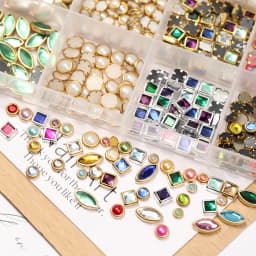 1 Box Multi Shapes Gold Frame Nail Charms Mixed Color Oval Square Teardrop Stone Nail Ornaments Assorted Nail Art Decor for Salon Home DIY Manicure