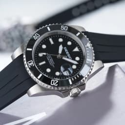 Deesio Luxury Men's Full Automatic Mechanical Watch, 316L Stainless Steel Case, Silicone Strap, Date Display, Luminous Hands, Upgrade 100M Waterproof, High-Mineral Glass, Sport Sweatproof, Self-Wind & Manual Wind, Black Classic Business Casual Design