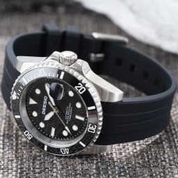 Deesio Luxury Men's Full Automatic Mechanical Watch, 316L Stainless Steel Case, Silicone Strap, Date Display, Luminous Hands, Upgrade 100M Waterproof, High-Mineral Glass, Sport Sweatproof, Self-Wind & Manual Wind, Black Classic Business Casual Design
