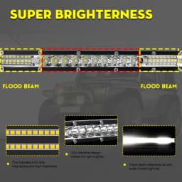 22-inch Single Row Off-Road Vehicle Light - LED Ultra-Thin Single Row Driving Light with Mixed Beams for Trucks, Cars, Engine Bays, Boats, ATVs, UTVs, SUVs 12V 24V