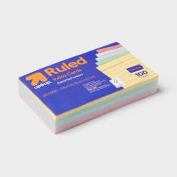 100ct 3" x 5" Ruled Index Cards Multicolor Note Cards, Flashcards, Uncoated Paper, Wide Rule, 110 Weight