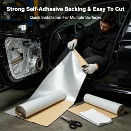 Car Sound Deadening Mat 8x3.2ft Noise Heat Insulation Pad, 10mm Thick Soundproofing Material with Self-Adhesive Backing for Car Roof Floor Door, Silver