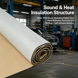 Car Sound Deadening Mat 8x3.2ft Noise Heat Insulation Pad, 10mm Thick Soundproofing Material with Self-Adhesive Backing for Car Roof Floor Door, Silver