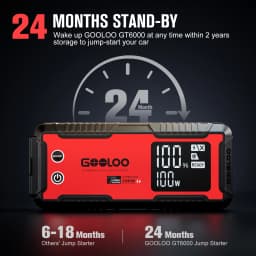 GOOLOO GT6000 6000A Peak 12V Jump Starter with 100W Bi-Directional Fast Charge Portable Car Battery Booster with USB PD & Type-C