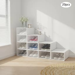 20PCS Foldable Shoe Box Transparent Plastic Shoes Storage Case DIY Dustproof Home Storage Container 32.6*24*14cm/12.83*9.45*5.51