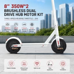 24V 8 Inch 350Wx2 Brushless Dual Drive Electric Scooter Hub Motor Kit Electric Conversion Motor Kit Motor Conversion Kit with Reverse Throttle 3-Speed Handlebar Controller for DIY Scooter Go Kart Wheelchair E-Bike Upgrade Parts