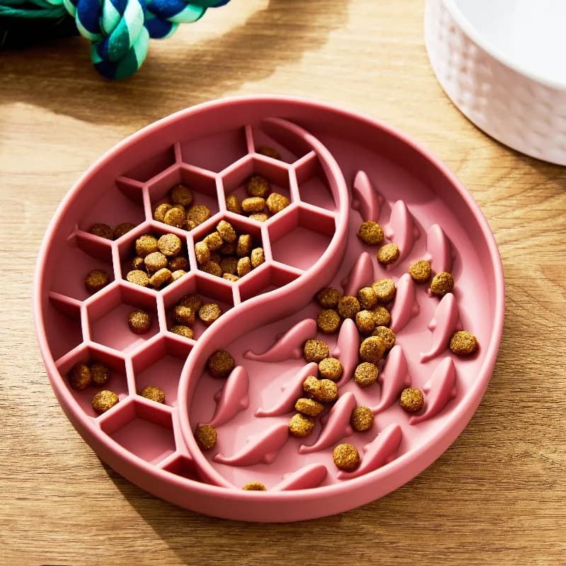 Silicone Slow Feeder Bowl for Pets, Rose Fish,Slow-feeder design supports healthier eating habits.