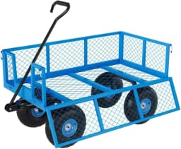 Tacleekii 500 Lbs Capacity Steel Garden Cart 3-in-1 Utility Metal Wagon with Removable Mesh Sides to Convert Into Flatbed 180° Rotating Handle and 10" Tires for Garden, Yard