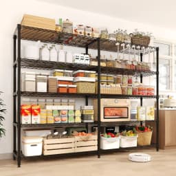 59" W Wire Shelving Unit, 1060LBS 5-Tier Metal Storage Shelves with 4 Locking Casters, Adjustable Heavy Duty Carbon Steel Rack for Garage Pantry, 70.5"H x 13.8"D