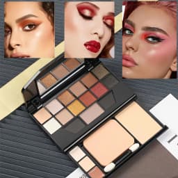 19 Shades All-in-One Makeup Palette, 12 Eyeshadow Shades Multi-Functional Makeup Case, Classic Smoky Tone 9918, High Pigment & Blendable, One Palette for Full Face Makeup