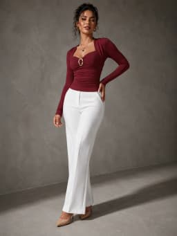 Metal Ring Ruched Long Sleeve Tops for Women, Sweetheart Neck Wrap Shoulder Fitted Y2K Crop Blouse Slim Fit Going‑out Party Shirts