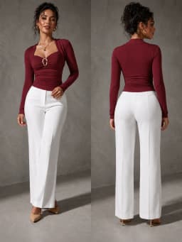 Metal Ring Ruched Long Sleeve Tops for Women, Sweetheart Neck Wrap Shoulder Fitted Y2K Crop Blouse Slim Fit Going‑out Party Shirts