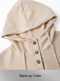 Men Button Henley Hoodie Geometric Jacquard Pullover Hooded Sweatshirt Elbow Patches Drawstring Long Sleeve Casual Top