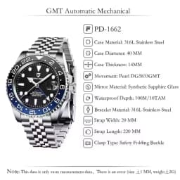 PAGANI DESIGN New Batman 40MM GMT Men Watch Mechanical Watch Luxury Automatic Watch Men Jubilee Watch Strap Sapphire Waterproof Wrist Watches for Men Gift