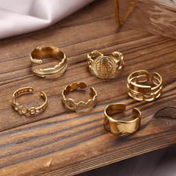 12Pcs Gold-plated Rings Set for Women Stainless Steel Stackable Rings Boho Signet Snake Adjustable Knuckle Rings Jewel