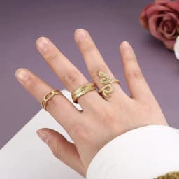 12Pcs Gold-plated Rings Set for Women Stainless Steel Stackable Rings Boho Signet Snake Adjustable Knuckle Rings Jewel