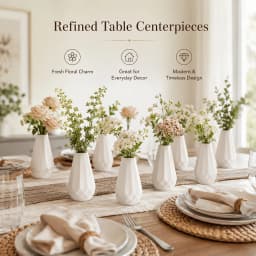 10pcs Pack 10pcs White Mini Plastic Vases Suitable for Fresh/Dried/Artificial Flowers, Farmhouse Style Asymmetric Cylindrical Vases with Geometric Base, Modern Table Centerpieces for Wedding,, Office Decor - Bottles