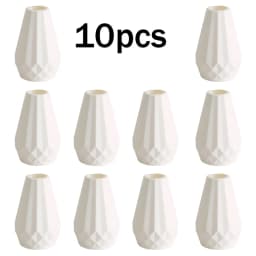 10pcs Pack 10pcs White Mini Plastic Vases Suitable for Fresh/Dried/Artificial Flowers, Farmhouse Style Asymmetric Cylindrical Vases with Geometric Base, Modern Table Centerpieces for Wedding,, Office Decor - Bottles