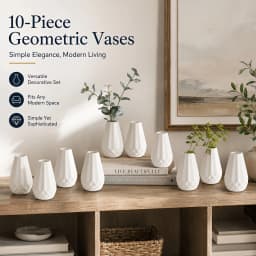 10pcs Pack 10pcs White Mini Plastic Vases Suitable for Fresh/Dried/Artificial Flowers, Farmhouse Style Asymmetric Cylindrical Vases with Geometric Base, Modern Table Centerpieces for Wedding,, Office Decor - Bottles