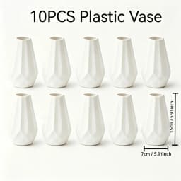 10pcs Pack 10pcs White Mini Plastic Vases Suitable for Fresh/Dried/Artificial Flowers, Farmhouse Style Asymmetric Cylindrical Vases with Geometric Base, Modern Table Centerpieces for Wedding,, Office Decor - Bottles