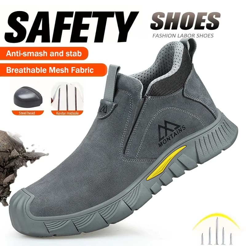 Men Steel Toe Work Shoes Impact Resistant Steel Toe Cap Lightweight Comfortable Industrial Safety Sneakers Wear Resistant Durable Construction Footwear Full Sizes Available for Women Men Ideal for Labor Day Father’s Day Gifting