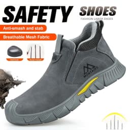 Men Steel Toe Work Shoes Impact Resistant Steel Toe Cap Lightweight Comfortable Industrial Safety Sneakers Wear Resistant Durable Construction Footwear Full Sizes Available for Women Men Ideal for Labor Day Father’s Day Gifting