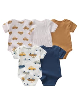 5-Piece Set of baby Boy Short-Sleeve Onesies, Infant Casual Rompers, Pure Cotton Newborn Outfits, Essential Newborn Must-Haves, Hospital Coming-Home Sets, baby Boy Outdoor Daily Wear, baby Clothing Clearance Sale, Infant Boy Clothes