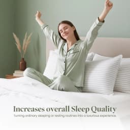 2Pcs Premium Memory Foam Bed Pillows Supportive Cooling Sleeping Pillow with Soft Breathable Striped Polycotton Cover No-Shift Construction Durable Neck Support for Back Sleepers White Bedding