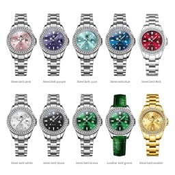 OLEVS 9945 Luxury Women Original Quartz Movement Watch Diamond Scale Stainless Steel Bracelet Luminous Function 30M Waterproof Watch
