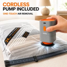 Vacuum Storage Bags with Electric Pump, Travel Space Saver Vacuum Bags, Portable Cordless Air Deflator, Clothes Compression Organizer
