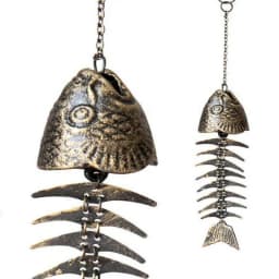 1Pc Christmas Metal Fish Bone Wind Chime, Hanging Iron Art Wind Chime for Patio Lawn Garden Porch Festival Gift for Friends