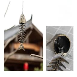 1Pc Christmas Metal Fish Bone Wind Chime, Hanging Iron Art Wind Chime for Patio Lawn Garden Porch Festival Gift for Friends