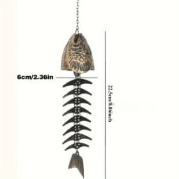 1Pc Christmas Metal Fish Bone Wind Chime, Hanging Iron Art Wind Chime for Patio Lawn Garden Porch Festival Gift for Friends