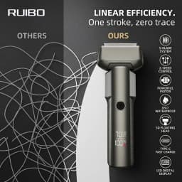 Electric Shaver for Men 5-Blade Reciprocating Foil Razor 10000 RPM High Velocity Motor LED Digital Display IPX6 Waterproof Wet Dry Shaving Type-C Fast Rechargeable Gunmetal Metallic Grooming Kit