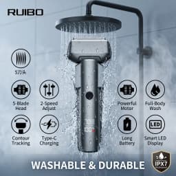 Electric Shaver for Men 5-Blade Reciprocating Foil Razor 10000 RPM High Velocity Motor LED Digital Display IPX6 Waterproof Wet Dry Shaving Type-C Fast Rechargeable Gunmetal Metallic Grooming Kit