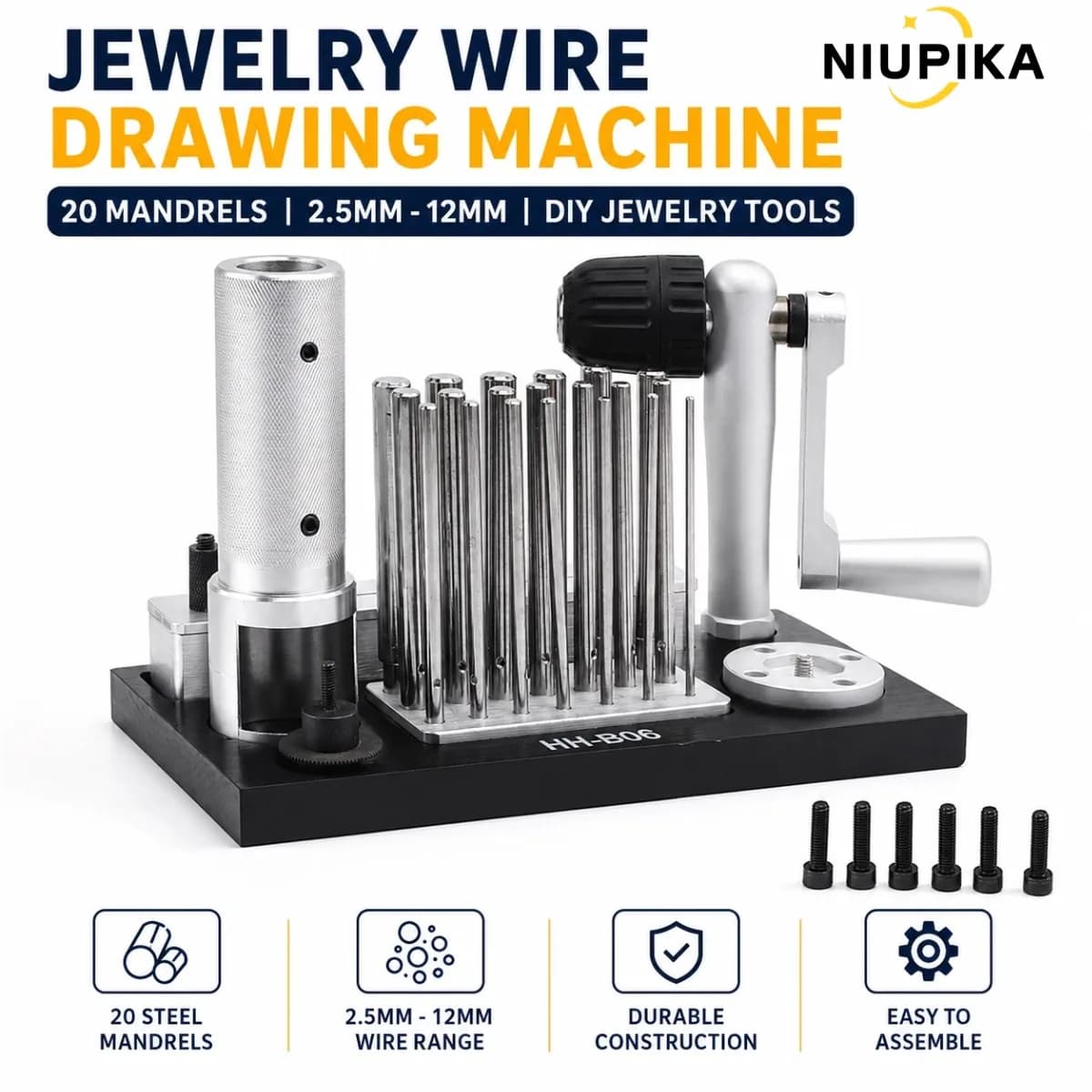 Manual Jump Ring Maker Kit with 20 Mandrels 2.5-12mm Wire Drawing Machine Professional Stainless Steel Manual Wire Winding Machine for DIY Jewelry Maker