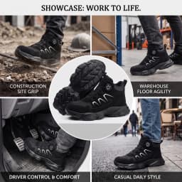 All Seasons Steel Toe Work Footwear for Men Women Impact Resistant Steel Toe Cap Sneakers Boots Lightweight Comfortable Industrial Safety Shoes Wear Resistant Durable for Construction Labor Daily Use Full Sizes Perfect Labor Day Father’s Day Gift