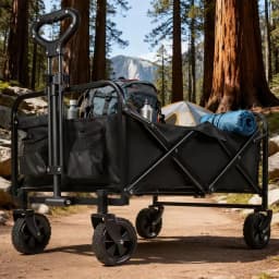 Black Heavy Duty Folding Utility Cart 380LBS Capacity Multifunctional Kitchen Wagon for Home Yard Shopping Gardening Outdoor Equipment Handling