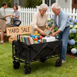 Black Heavy Duty Folding Utility Cart 380LBS Capacity Multifunctional Kitchen Wagon for Home Yard Shopping Gardening Outdoor Equipment Handling