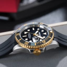 DEESIO Men's Luxury Full Automatic Mechanical Watch, Black-Golden Dial, Luminous Self-Winding, Date Calendar, High-Hardness Mineral Glass, Soft Silicone Rubber SweatproofStrap,Upgrade 100M Water Resistant, Business Casual Sport Analog Round Gift for Men