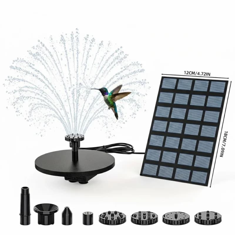 Solar Fountain Pump, 2.5W Solar Water Pump with 4ft Tubing for Hummingbird Bath, Small Pond and Fish Tank