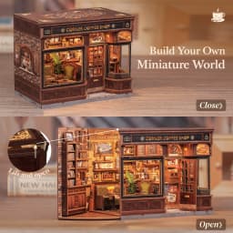 Original CUTEBEE 22cm Book Nook Kit DIY Miniature House Coffee Shop Dollhouse Book Nook Kit 3D Wooden Puzzles for Adults Corner Coffee Shop Booknook Tiny House Bookshelf Decor 3D Wooden Puzzle for Adults DIY Hbby Craft Gift book fans gift christmas decort