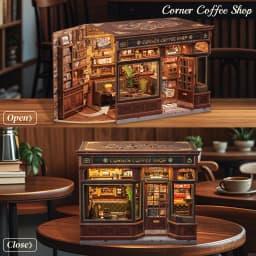 Original CUTEBEE 22cm Book Nook Kit DIY Miniature House Coffee Shop Dollhouse Book Nook Kit 3D Wooden Puzzles for Adults Corner Coffee Shop Booknook Tiny House Bookshelf Decor 3D Wooden Puzzle for Adults DIY Hbby Craft Gift book fans gift christmas decort